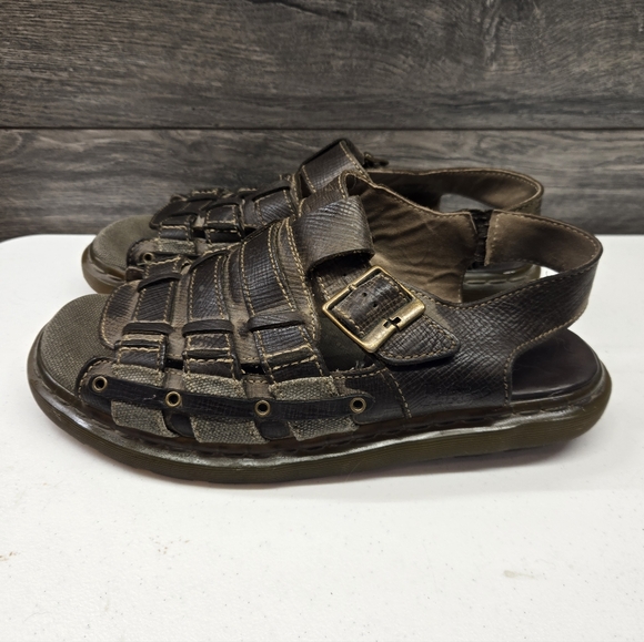 Vtg Y2K Dr Doc Martens Leather Fisherman Chunky Sandals Men\'s Size 11 Women\'s 12